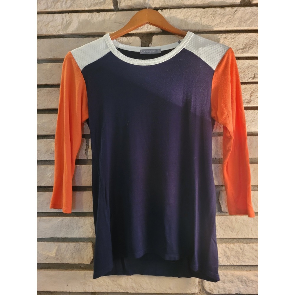 Loveappella Striped 3/4 Sleeve Top Womens Size XXS - XS Stretch Comf